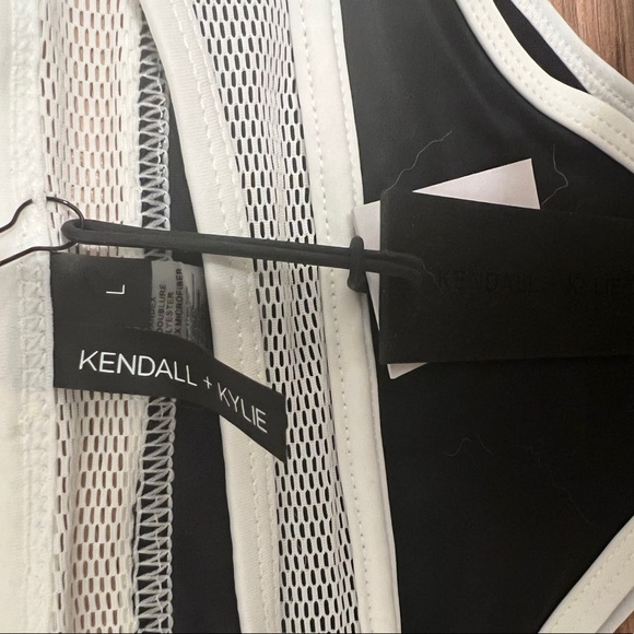 KENDALL + KYLIE NWT Sexy Underwire Bikini Set Black 2 Tone white Mesh L - Picture 4 of 9